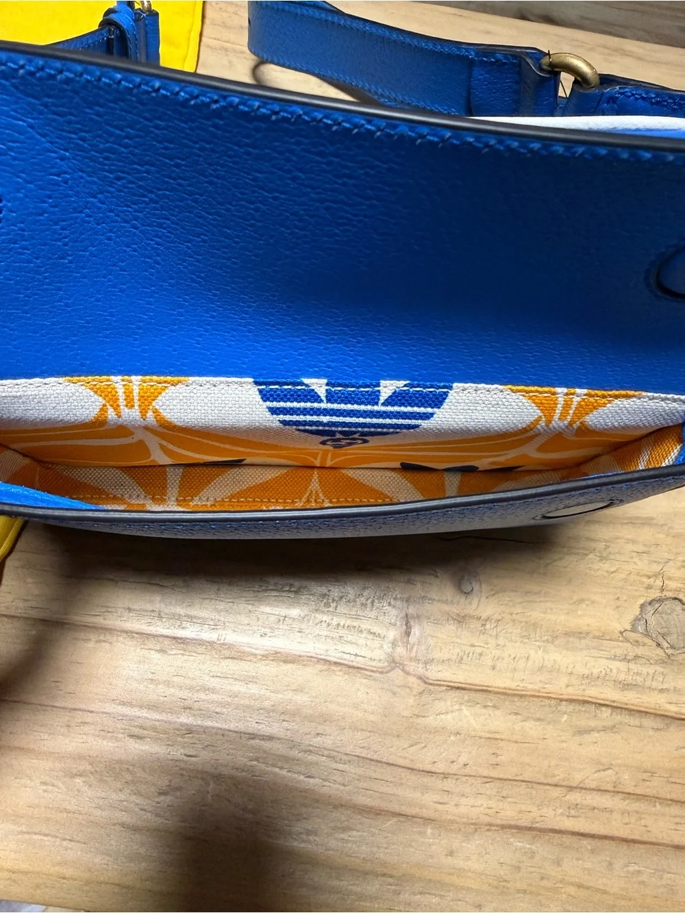 Gucci x Adidas collab Blue Leather Belt Bag with White Logo Trim